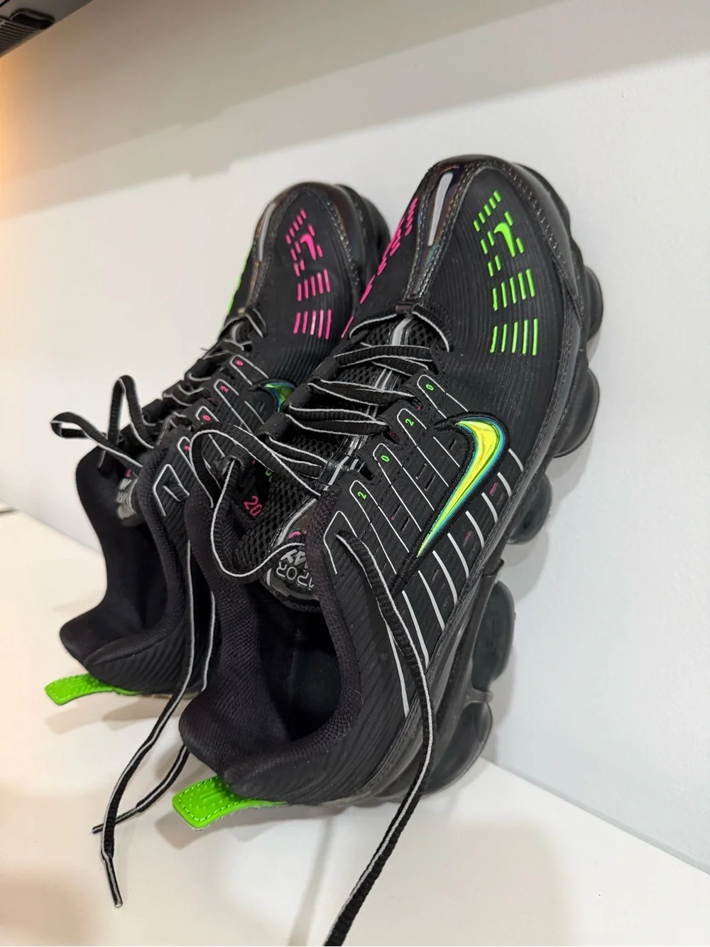 Nike Black Sneakers with Neon Green and Pink Accents